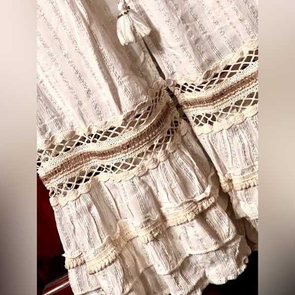 New NWT FRENCH WHITE BOHEMIAN COUNTRY OFF THE SHOULDER EMBROIDERED MAXI DRESS S - Picture 15 of 16